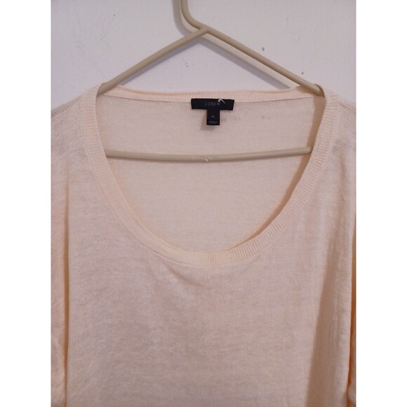 J. Crew Linen Pullover Sweater XL Cream Ivory Longsleeve Casual Lightweight - Picture 3 of 10